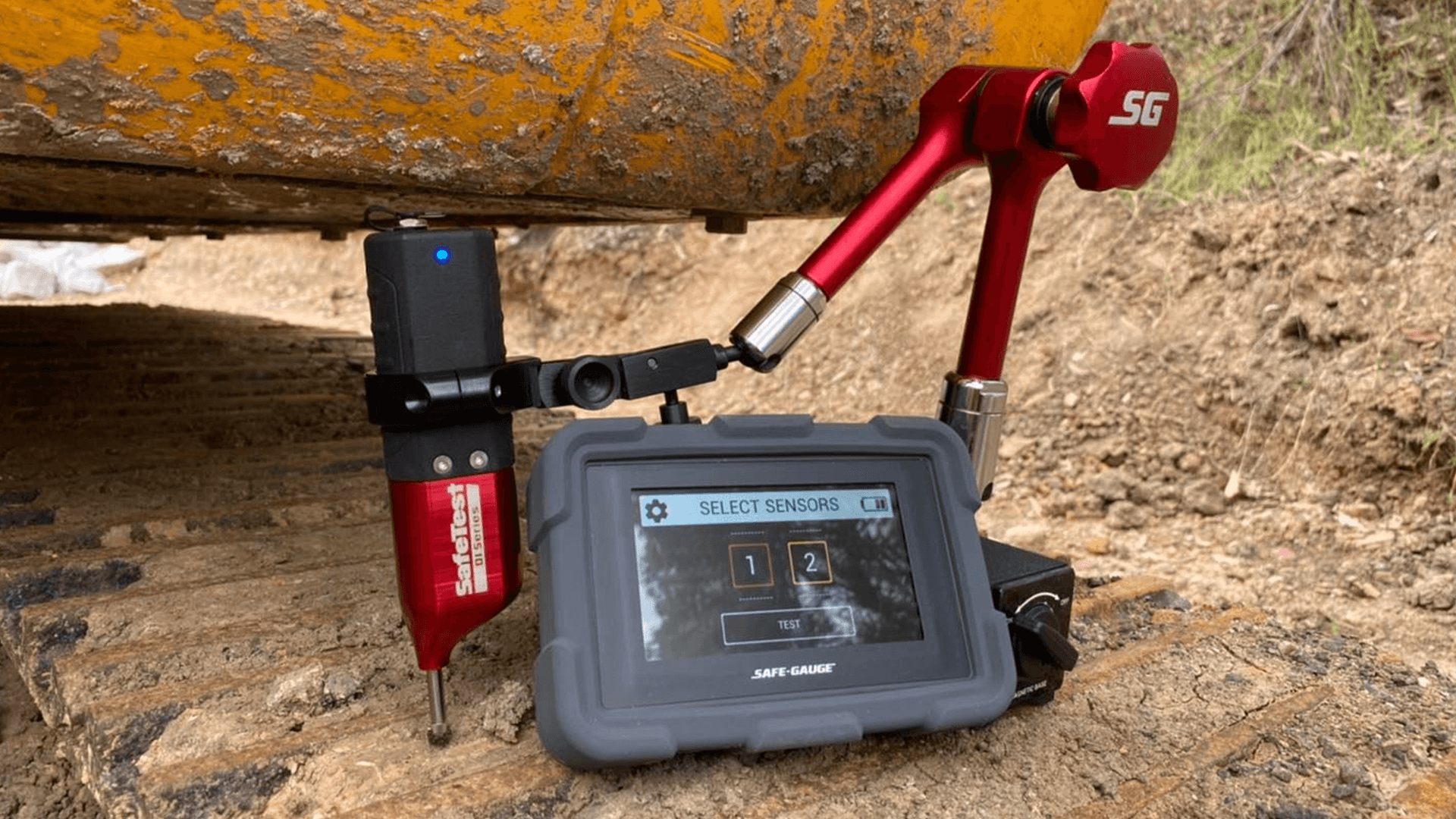 High accuracy, remotely monitored dial indicator for heavy machinery components.